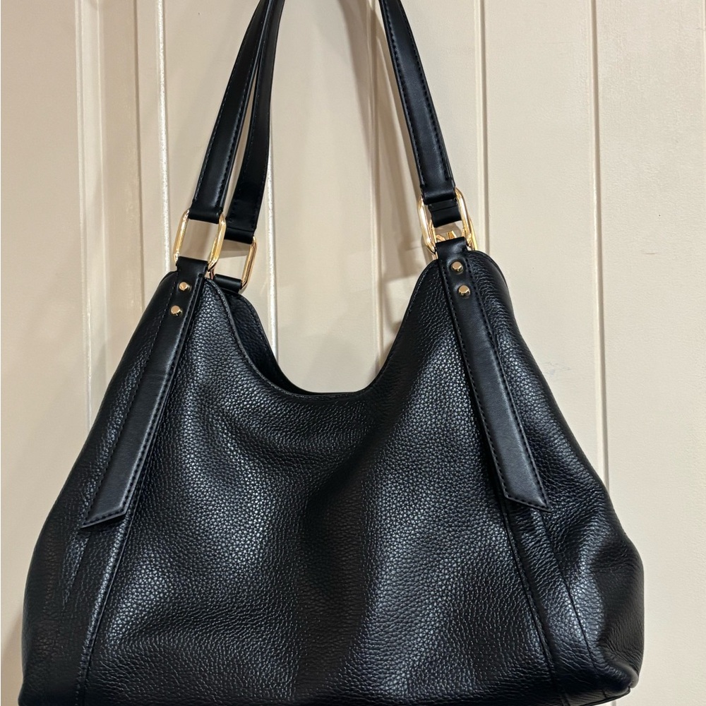 Michael Kors Black ARLO Pebbled Leather Hobo Bag with Gold Details NWT & DustBag - Picture 8 of 13